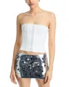 Danielle Guizio Satin Corset Top In White
