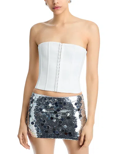 Danielle Guizio Satin Corset Top In White