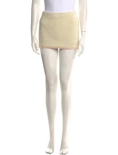 Pre-owned Danielle Guizio Scalloped Accent Mini Skirt W/ Tags In Neutral