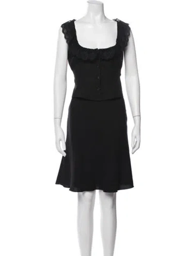Pre-owned Danielle Guizio Scalloped Accent Skirt Set In Black