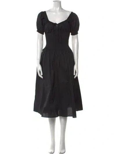 Pre-owned Danielle Guizio Scoop Neck Knee-length Dress In Black