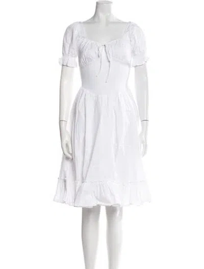 Pre-owned Danielle Guizio Scoop Neck Knee-length Dress In White