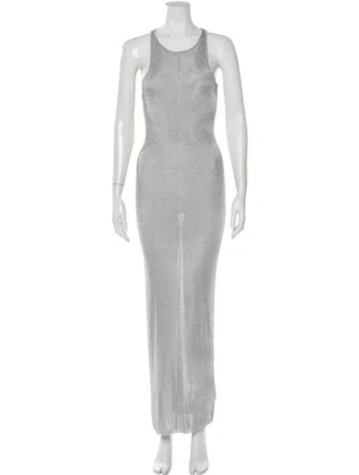 Pre-owned Danielle Guizio Scoop Neck Long Dress In Gray