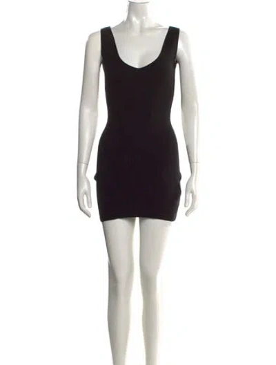 Pre-owned Danielle Guizio Scoop Neck Mini Dress In Black
