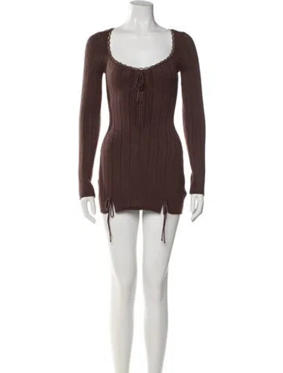Pre-owned Danielle Guizio Scoop Neck Mini Dress W/ Tags In Brown