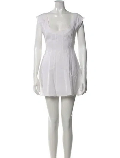 Pre-owned Danielle Guizio Scoop Neck Mini Dress In White
