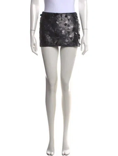 Pre-owned Danielle Guizio Sequin Mini Skirt In Blue