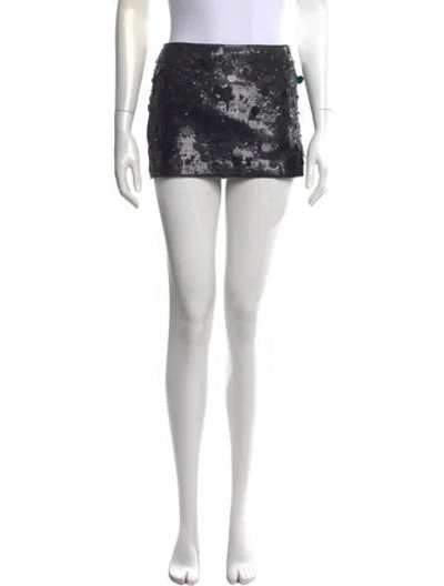 Pre-owned Danielle Guizio Sequin Mini Skirt In Blue