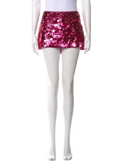 Pre-owned Danielle Guizio Sequin Mini Skirt In Pink