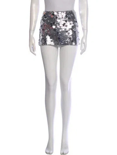 Pre-owned Danielle Guizio Sequin Mini Skirt In Silver