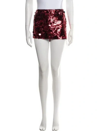 Pre-owned Danielle Guizio Sequin Mini Skirt W/ Tags In Red