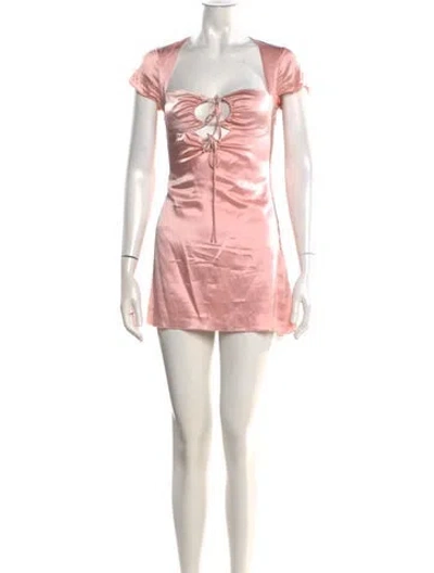 Pre-owned Danielle Guizio Silk Mini Dress In Pink