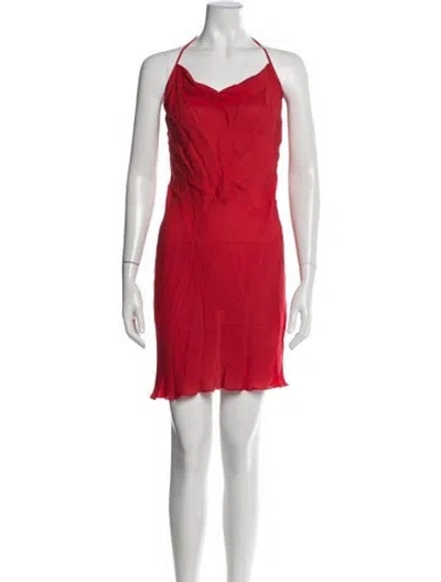 Pre-owned Danielle Guizio Silk Mini Dress In Red