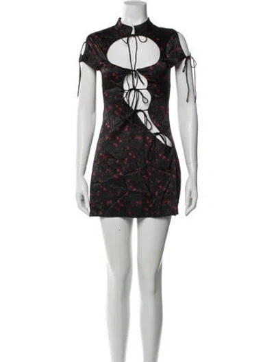 Pre-owned Danielle Guizio Silk Mini Dress W/ Tags In Black