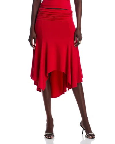 Danielle Guizio Soffiano Skirt In Red