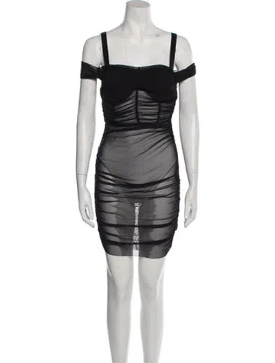 Pre-owned Danielle Guizio Square Neckline Knee-length Dress In Black