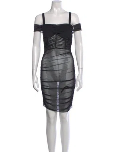 Pre-owned Danielle Guizio Square Neckline Knee-length Dress In Black