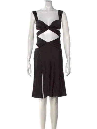 Pre-owned Danielle Guizio Square Neckline Knee-length Dress In Black