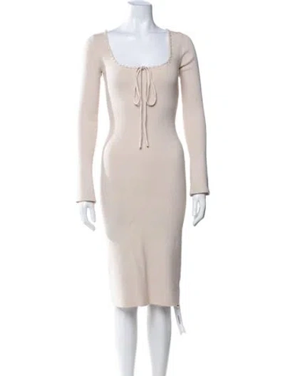 Pre-owned Danielle Guizio Square Neckline Knee-length Dress In Neutrals