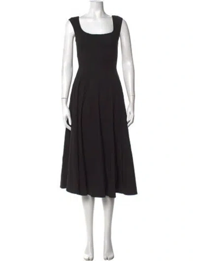 Pre-owned Danielle Guizio Square Neckline Midi Length Dress In Black