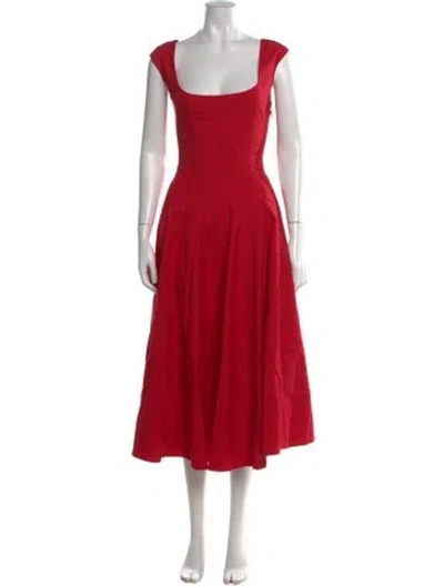 Pre-owned Danielle Guizio Square Neckline Midi Length Dress W/ Tags In Red