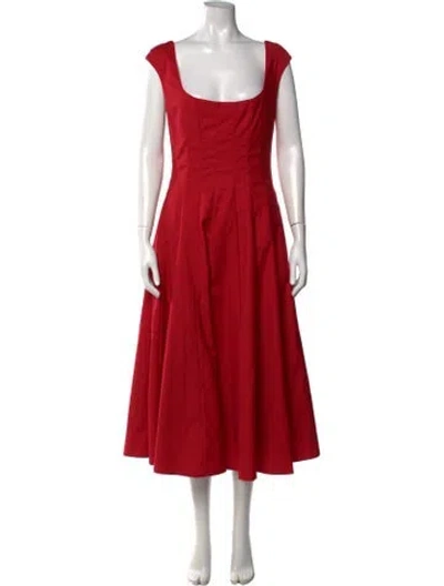 Pre-owned Danielle Guizio Square Neckline Midi Length Dress W/ Tags In Red
