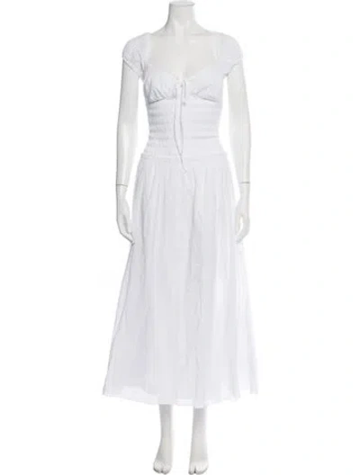 Pre-owned Danielle Guizio Square Neckline Midi Length Dress In White