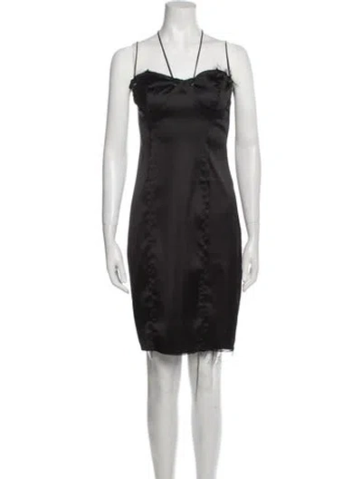 Pre-owned Danielle Guizio Square Neckline Mini Dress In Black