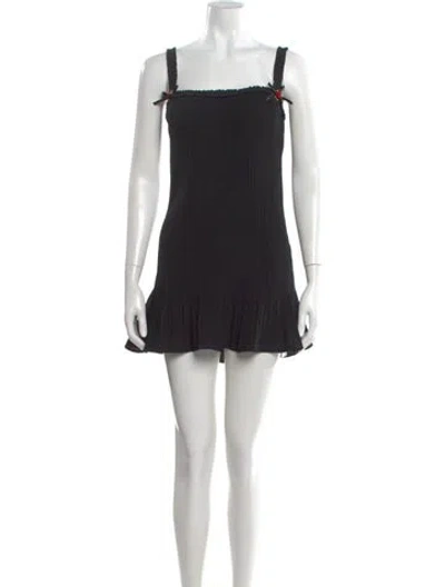 Pre-owned Danielle Guizio Square Neckline Mini Dress In Black