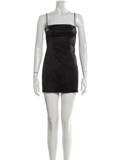 Pre-owned Danielle Guizio Square Neckline Mini Dress In Black