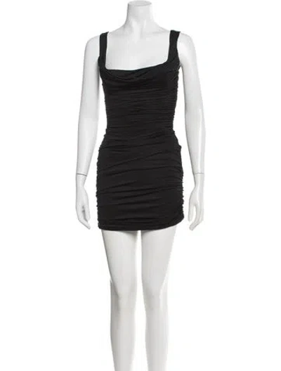 Pre-owned Danielle Guizio Square Neckline Mini Dress In Black
