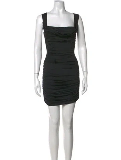 Pre-owned Danielle Guizio Square Neckline Mini Dress In Black