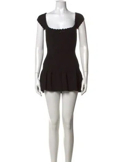 Pre-owned Danielle Guizio Square Neckline Mini Dress In Black