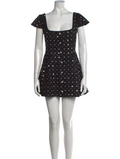 Pre-owned Danielle Guizio Square Neckline Mini Dress In Black