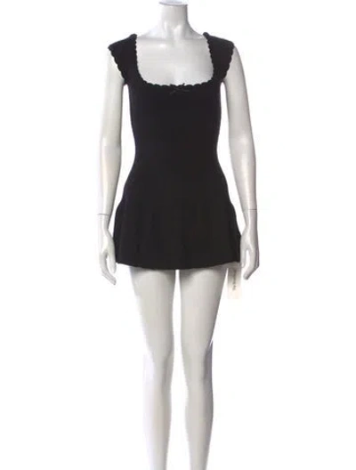 Pre-owned Danielle Guizio Square Neckline Mini Dress In Black