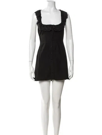 Pre-owned Danielle Guizio Square Neckline Mini Dress In Black