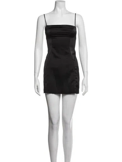 Pre-owned Danielle Guizio Square Neckline Mini Dress In Black