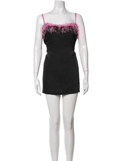 Pre-owned Danielle Guizio Square Neckline Mini Dress In Black