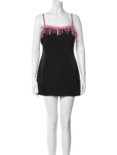 Pre-owned Danielle Guizio Square Neckline Mini Dress In Black/purple