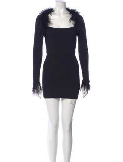 Pre-owned Danielle Guizio Square Neckline Mini Dress In Blue