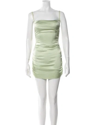Pre-owned Danielle Guizio Square Neckline Mini Dress In Green
