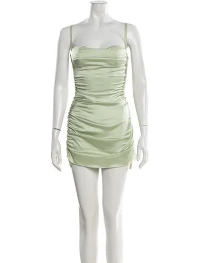 Pre-owned Danielle Guizio Square Neckline Mini Dress In Green