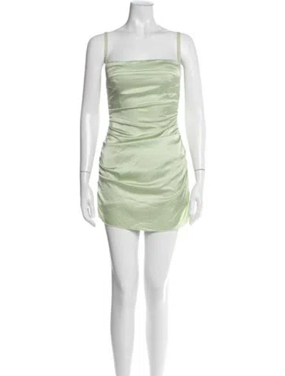 Pre-owned Danielle Guizio Square Neckline Mini Dress In Green