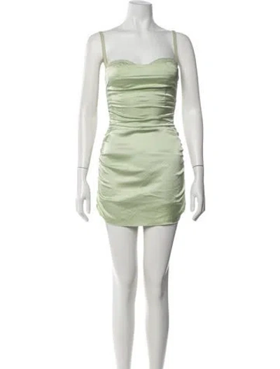 Pre-owned Danielle Guizio Square Neckline Mini Dress In Green