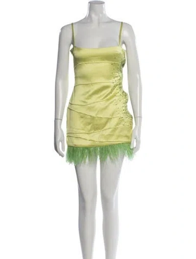 Pre-owned Danielle Guizio Square Neckline Mini Dress In Green