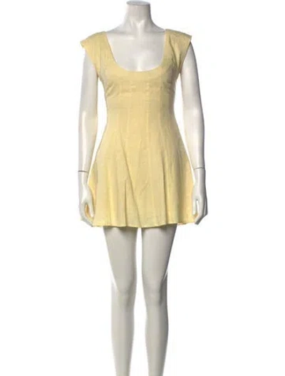 Pre-owned Danielle Guizio Square Neckline Mini Dress In Neutrals