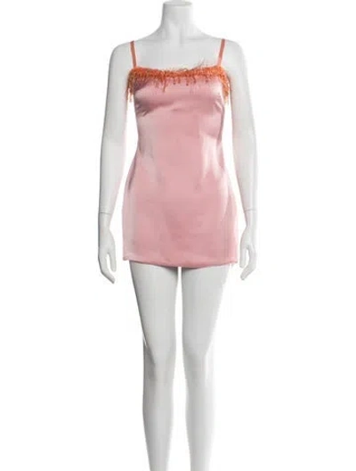 Pre-owned Danielle Guizio Square Neckline Mini Dress In Pink