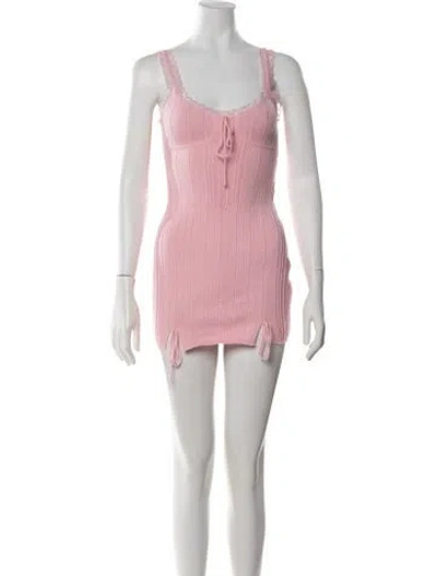 Pre-owned Danielle Guizio Square Neckline Mini Dress In Pink