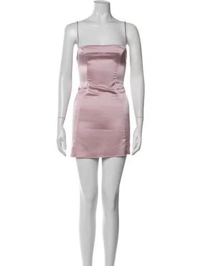 Pre-owned Danielle Guizio Square Neckline Mini Dress In Pink