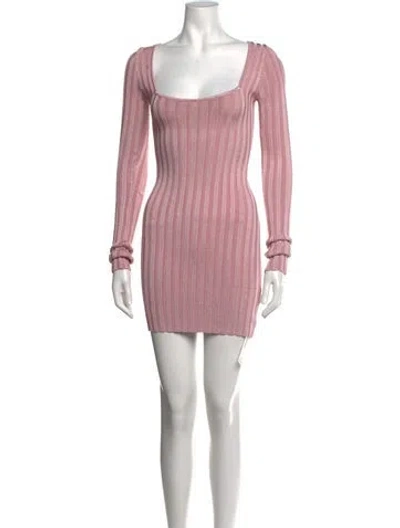Pre-owned Danielle Guizio Square Neckline Mini Dress In Pink